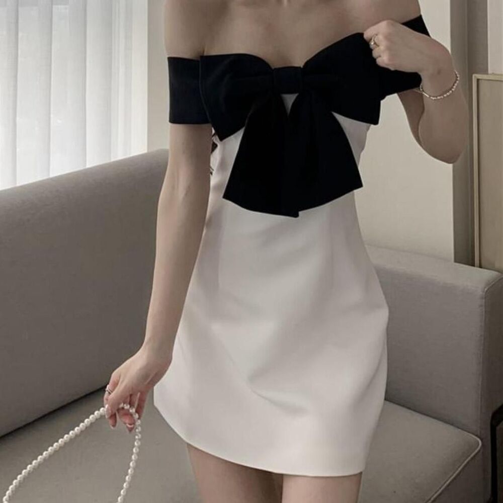 White and Black Cocktail MiniDress - Picture 3 of 3